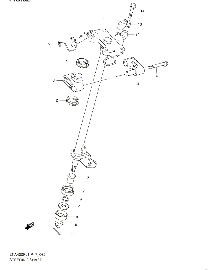 COLONNE DE DIRECTION POUR SUZUKI KINGQUAD 400 2011 POUR SUZUKI KINGQUADLT A400F L1 