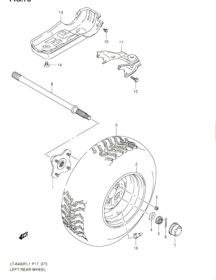 ROUE ARRIERE GAUCHE LT A400FL1 P17 POUR SUZUKI KINGQUAD 400 2011 POUR SUZUKI KINGQUADLT A400F L1 