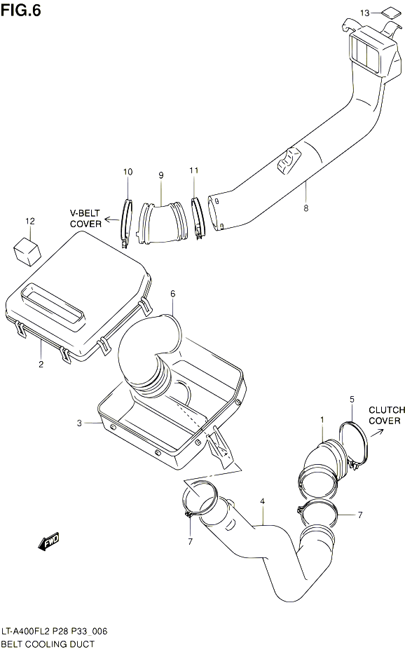 CONDUIT DADMISSION CARTER COURROIE POUR SUZUKI KINGQUAD 400 2012 POUR SUZUKI KINGQUADLT A400F L2 LT A400FZ L2 