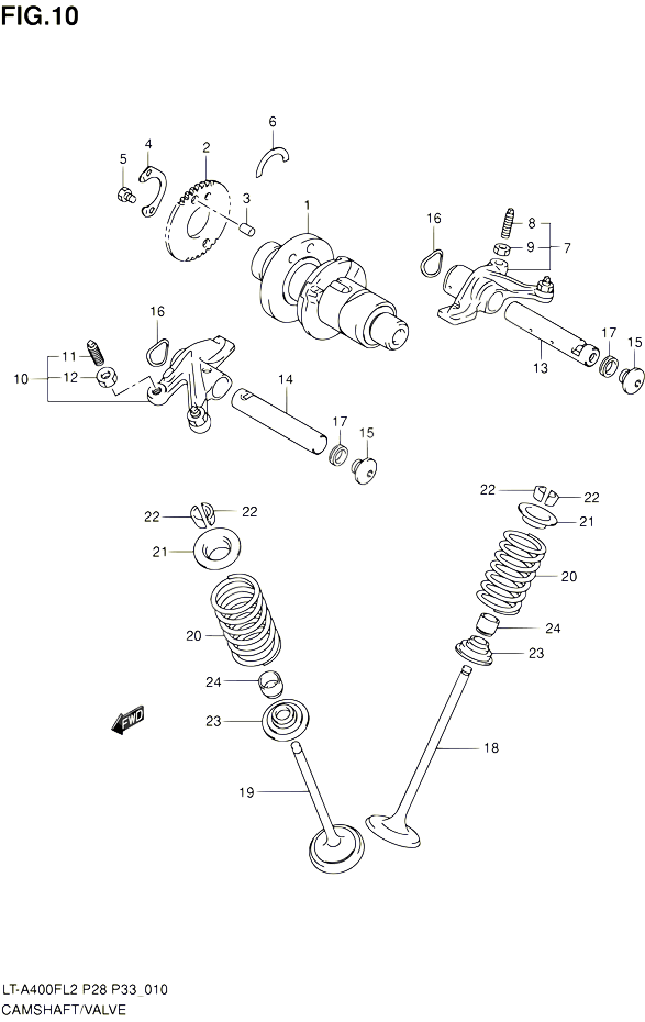 ARBRE A CAMES VALVE POUR SUZUKI KINGQUAD 400 2012 POUR SUZUKI KINGQUADLT A400F L2 LT A400FZ L2 