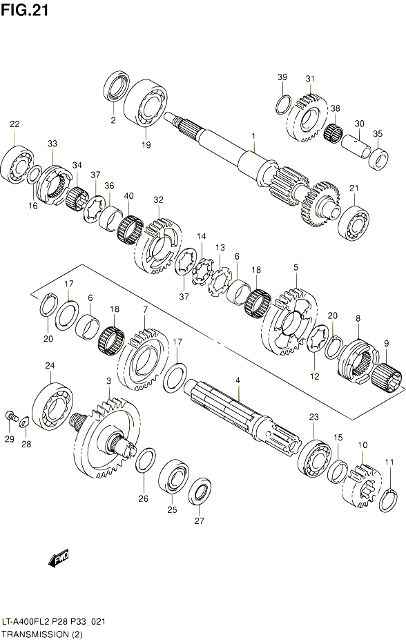 TRANSMISSION 2 POUR SUZUKI KINGQUAD 400 2012 POUR SUZUKI KINGQUADLT A400F L2 LT A400FZ L2 