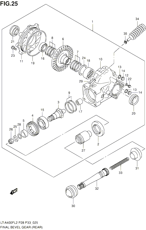 CARDAN COUPLE CONIQUE ARRIERE POUR SUZUKI KINGQUAD 400 2012 POUR SUZUKI KINGQUADLT A400F L2  LT A400FZ L2 