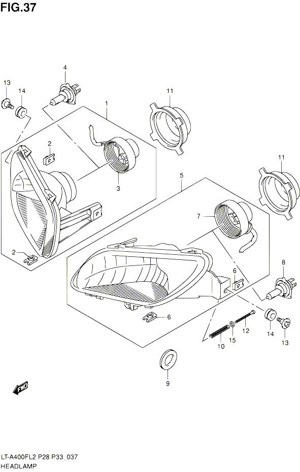 PHARE LT A400FZL2 P33 POUR SUZUKI KINGQUAD 400 2012 POUR SUZUKI KINGQUADLT A400F L2 LT A400FZ L2 
