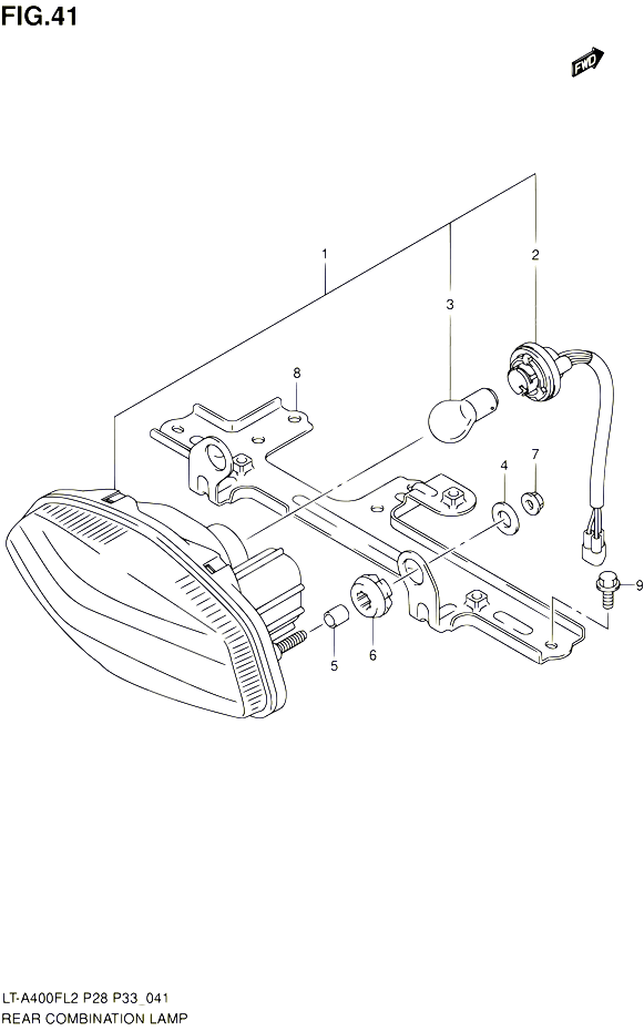 ENSEMBLE FEU ARRIERE LT A400FZL2 P33 POUR SUZUKI KINGQUAD 400 2012 POUR SUZUKI KINGQUADLT A400F L2 LT A400FZ L2 