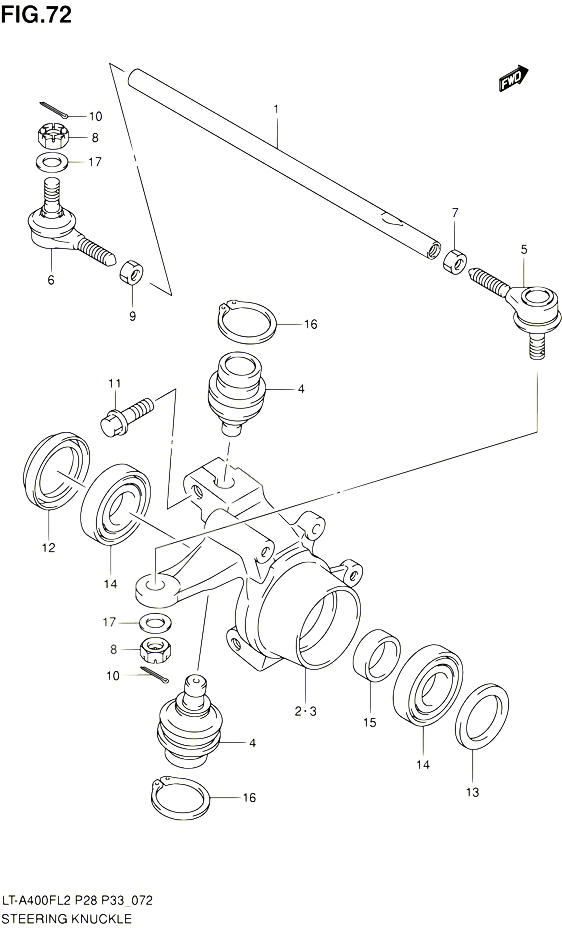 BIELLETTE DE DIRECTION MOYEU POUR SUZUKI KINGQUAD 400 2012 POUR SUZUKI KINGQUADLT A400F L2 LT A400FZ L2 
