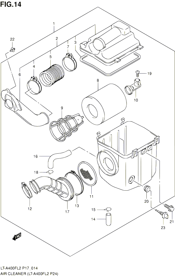 FILTRE A AIR LT A400FL2 P24 POUR SUZUKI KINGQUAD 400 2012 POUR SUZUKI KINGQUADLT A400F L2  LT A400FZ L2 