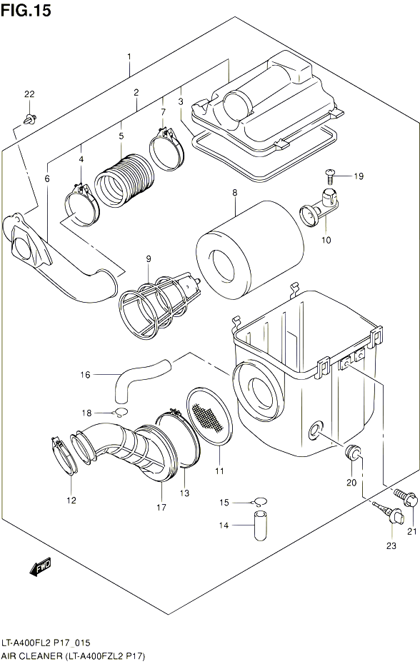 FILTRE A AIR LT A400FZL2 P17 POUR SUZUKI KINGQUAD 400 2012 POUR SUZUKI KINGQUADLT A400F L2  LT A400FZ L2 