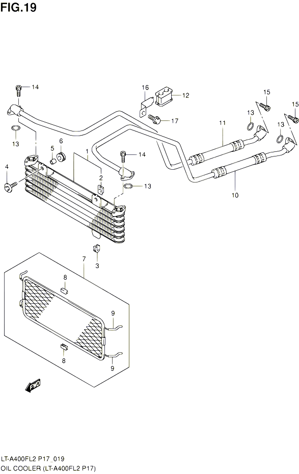 RADIATEUR DHUILE LT A400FL2 P17 POUR SUZUKI KINGQUAD 400 2012 POUR SUZUKI KINGQUADLT A400F L2 LT A400FZ L2 