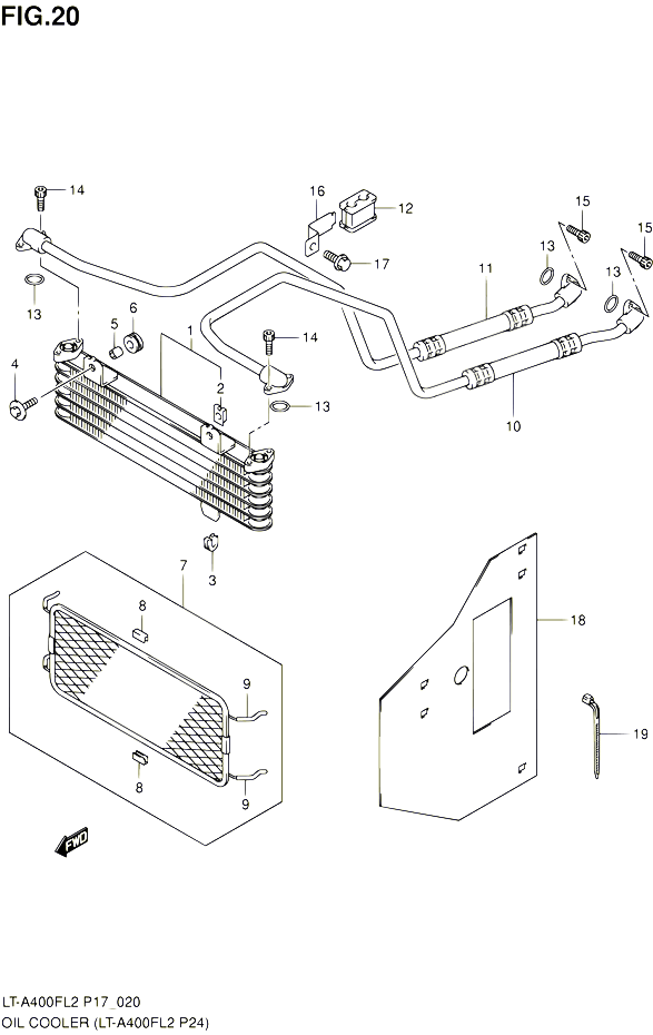 RADIATEUR DHUILE LT A400FL2 P24 POUR SUZUKI KINGQUAD 400 2012 POUR SUZUKI KINGQUADLT A400F L2 LT A400FZ L2 
