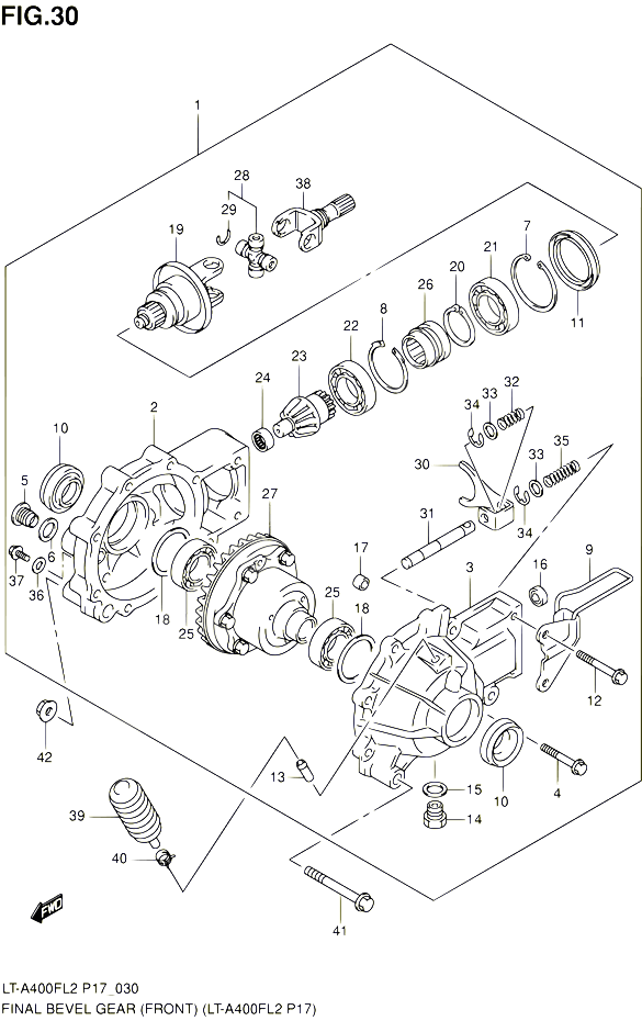 CARDAN COUPLE CONIQUE FRONT POUR SUZUKI KINGQUAD 400 2012 POUR SUZUKI KINGQUADLT A400F L2  LT A400FZ L2 