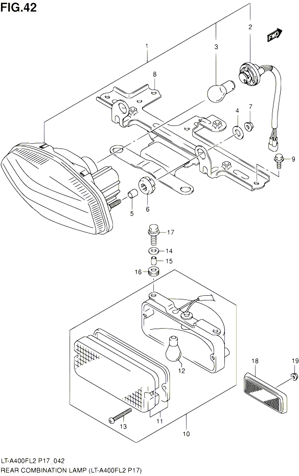 ENSEMBLE FEU ARRIERE LT A400FL2 P17 POUR SUZUKI KINGQUAD 400 2012 POUR SUZUKI KINGQUADLT A400F L2  LT A400FZ L2 