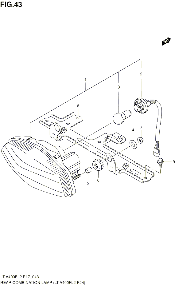 ENSEMBLE FEU ARRIERE LT A400FL2 P24 POUR SUZUKI KINGQUAD 400 2012 POUR SUZUKI KINGQUADLT A400F L2  LT A400FZ L2 