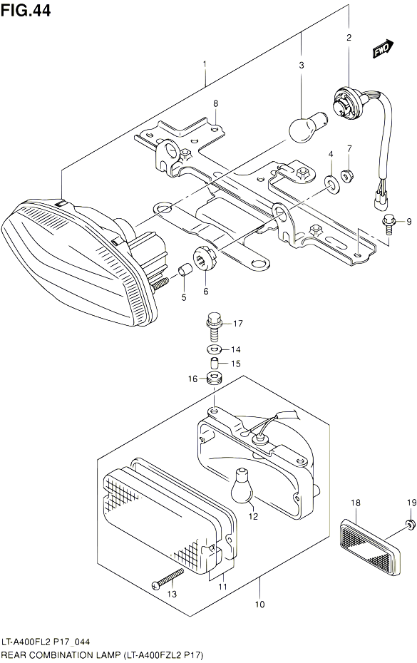 ENSEMBLE FEU ARRIERE LT A400FZL2 P17 POUR SUZUKI KINGQUAD 400 2012 POUR SUZUKI KINGQUADLT A400F L2  LT A400FZ L2 