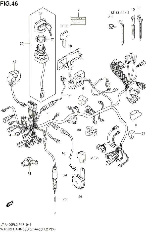 FAISCEAU ELECTRIQUE LT A400FL2 P24 POUR SUZUKI KINGQUAD 400 2012 POUR SUZUKI KINGQUADLT A400F L2 LT A400FZ L2 