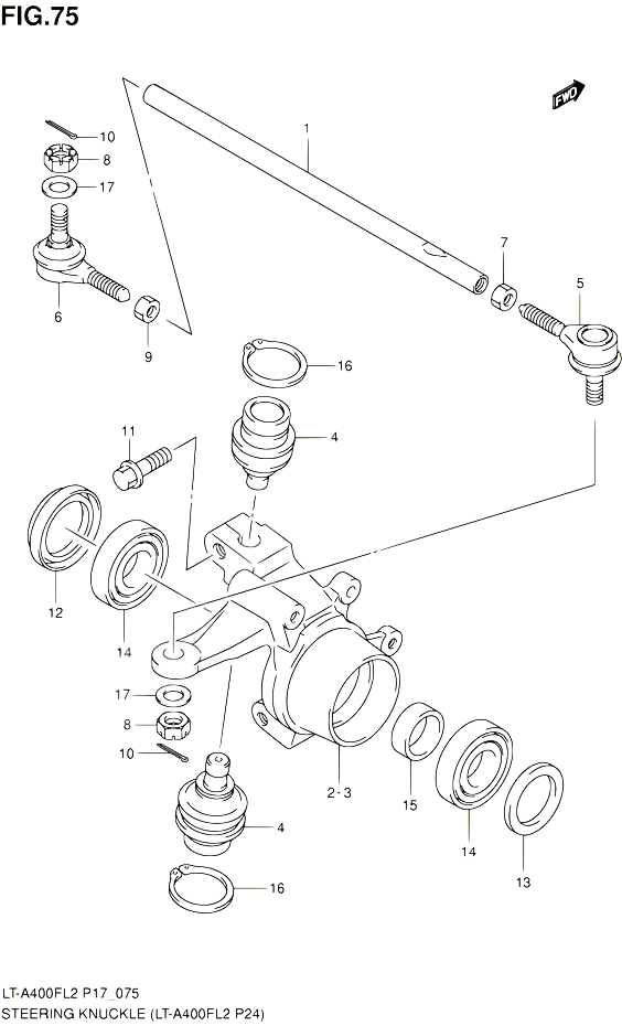 BIELLETTE DE DIRECTION MOYEU LT A400FL2 P24 POUR SUZUKI KINGQUAD 400 2012 POUR SUZUKI KINGQUADLT A400F L2  LT A400FZ L2 