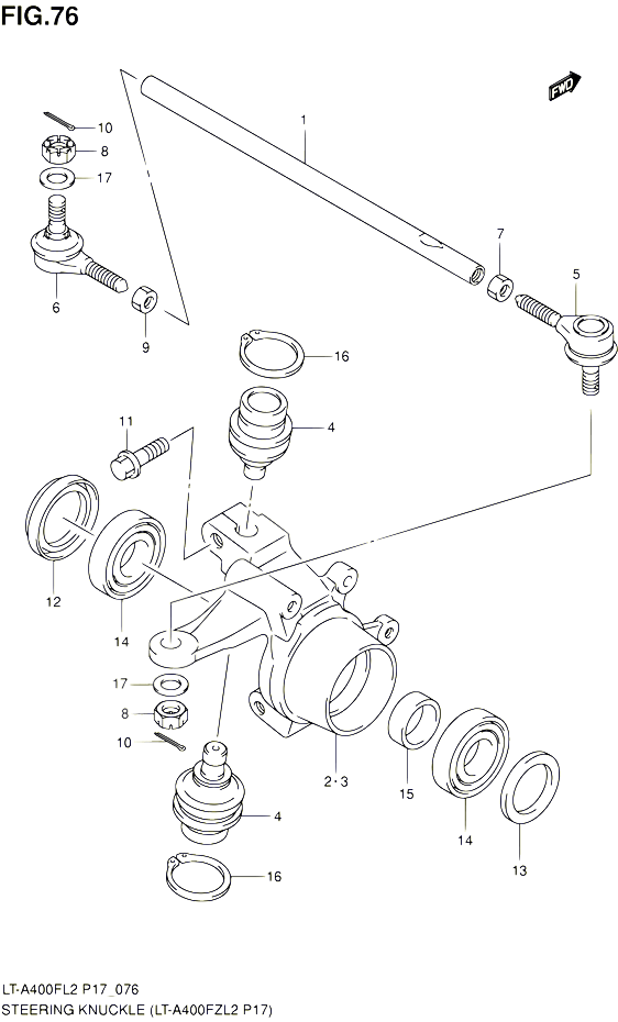 BIELLETTE DE DIRECTION MOYEU LT A400FZL2 P17 POUR SUZUKI KINGQUAD 400 2012 POUR SUZUKI KINGQUADLT A400F L2 LT A400FZ L2 