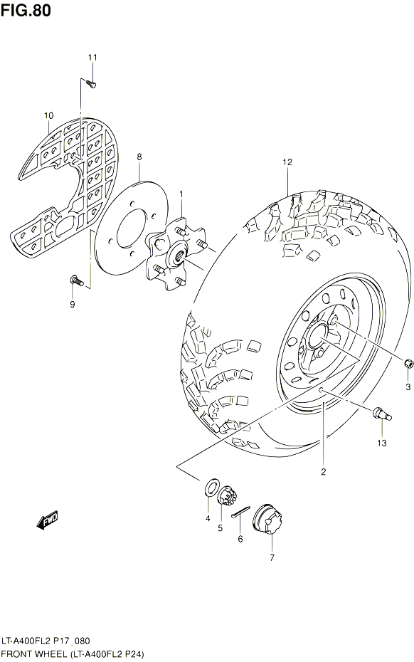 ROUE AVANT LT A400FL2 P24 POUR SUZUKI KINGQUAD 400 2012 POUR SUZUKI KINGQUADLT A400F L2  LT A400FZ L2 