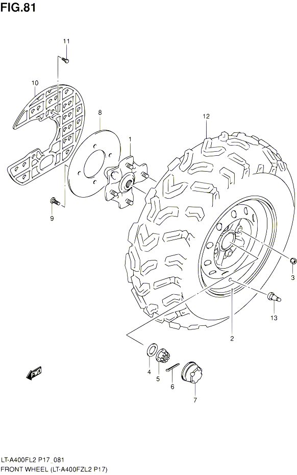 ROUE AVANT LT A400FZL2 P17 POUR SUZUKI KINGQUAD 400 2012 POUR SUZUKI KINGQUADLT A400F L2  LT A400FZ L2 