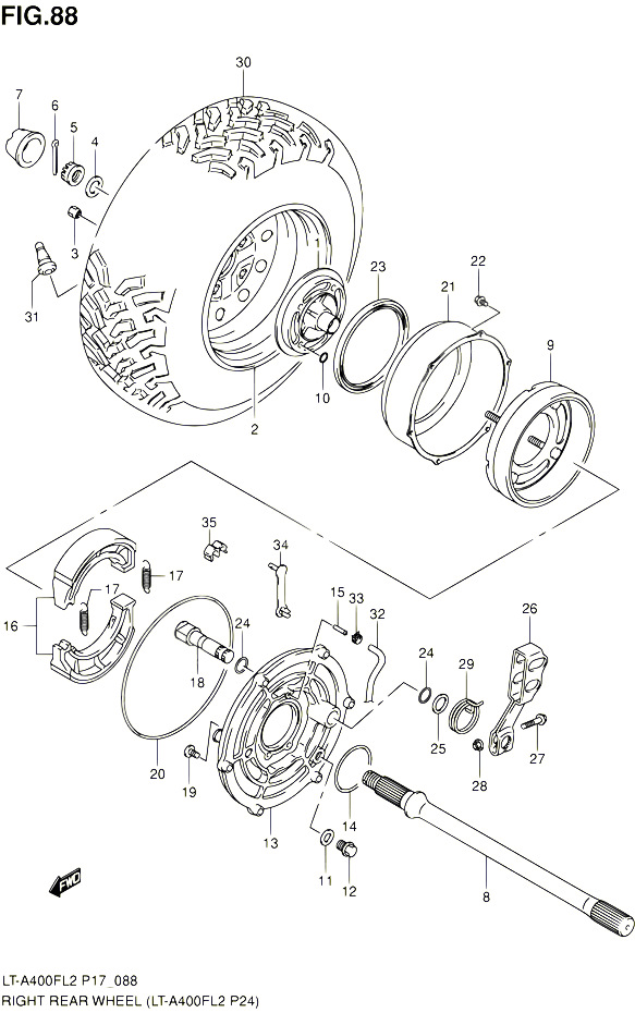 ROUE ARRIERE DROITE LT A400FL2 P24 POUR SUZUKI KINGQUAD 400 2012 POUR SUZUKI KINGQUADLT A400F L2  LT A400FZ L2 