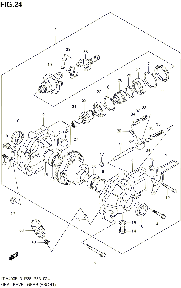 CARDAN COUPLE CONIQUE AVANT POUR SUZUKI KINGQUAD 400 2013 POUR SUZUKI KINGQUADLT A400F L3 LT A400FZ L3 