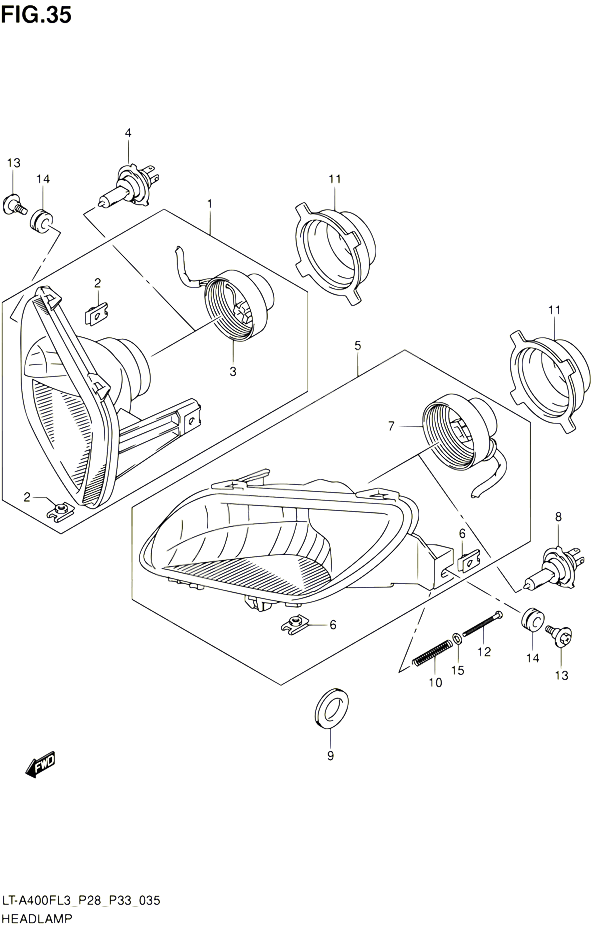 PHARE LT A400FL3 P33 POUR SUZUKI KINGQUAD 400 2013 POUR SUZUKI KINGQUADLT A400F L3 LT A400FZ L3 