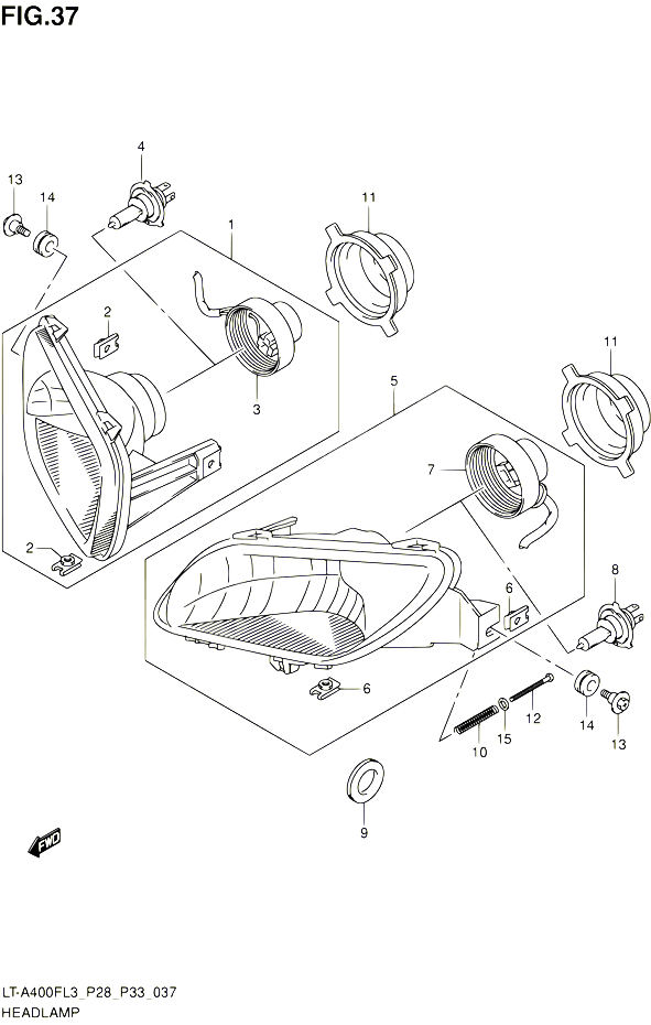 PHARE LT A400FZL3 P33 POUR SUZUKI KINGQUAD 400 2013 POUR SUZUKI KINGQUADLT A400F L3 LT A400FZ L3 