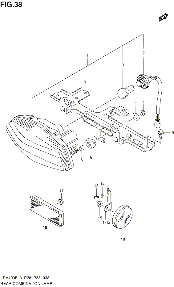 ENSEMBLE FEU ARRIERE LT A400FL3 P28 POUR SUZUKI KINGQUAD 400 2013 POUR SUZUKI KINGQUADLT A400F L3 LT A400FZ L3 