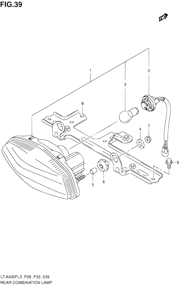 ENSEMBLE FEU ARRIERE LT A400FL3 P33 POUR SUZUKI KINGQUAD 400 2013 POUR SUZUKI KINGQUADLT A400F L3 LT A400FZ L3 