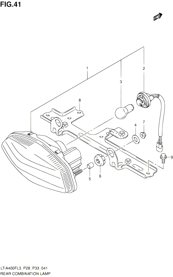 ENSEMBLE FEU ARRIERE LT A400FZL3 P33 POUR SUZUKI KINGQUAD 400 2013 POUR SUZUKI KINGQUADLT A400F L3 LT A400FZ L3 