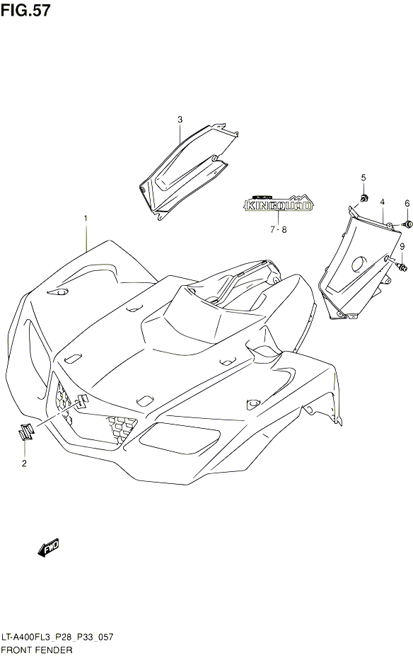 GARDE BOUE AVANT LT A400FZL3 P33 POUR SUZUKI KINGQUAD 400 2013 POUR SUZUKI KINGQUADLT A400F L3 LT A400FZ L3 
