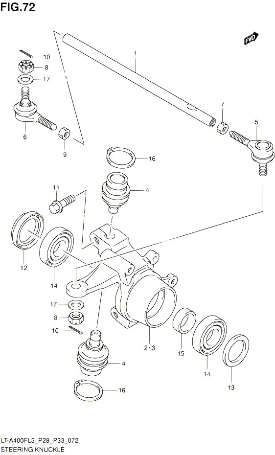 BIELLETTE DE DIRECTION MOYEU POUR SUZUKI KINGQUAD 400 2013 POUR SUZUKI KINGQUADLT A400F L3  LT A400FZ L3 