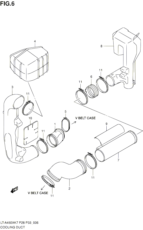 CONDUIT DADMISSION CARTER COURROIE POUR SUZUKI KINGQUAD 450 2010 POUR SUZUKI KINGQUADLT A450X L0 