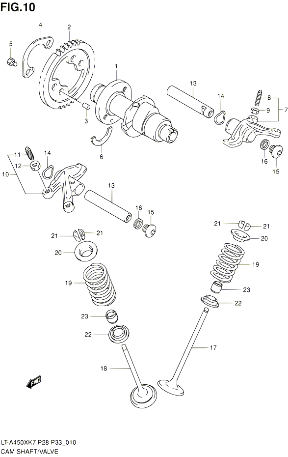 ARBRE A CAMES VALVE POUR SUZUKI KINGQUAD 450 2010 POUR SUZUKI KINGQUADLT A450X L0 