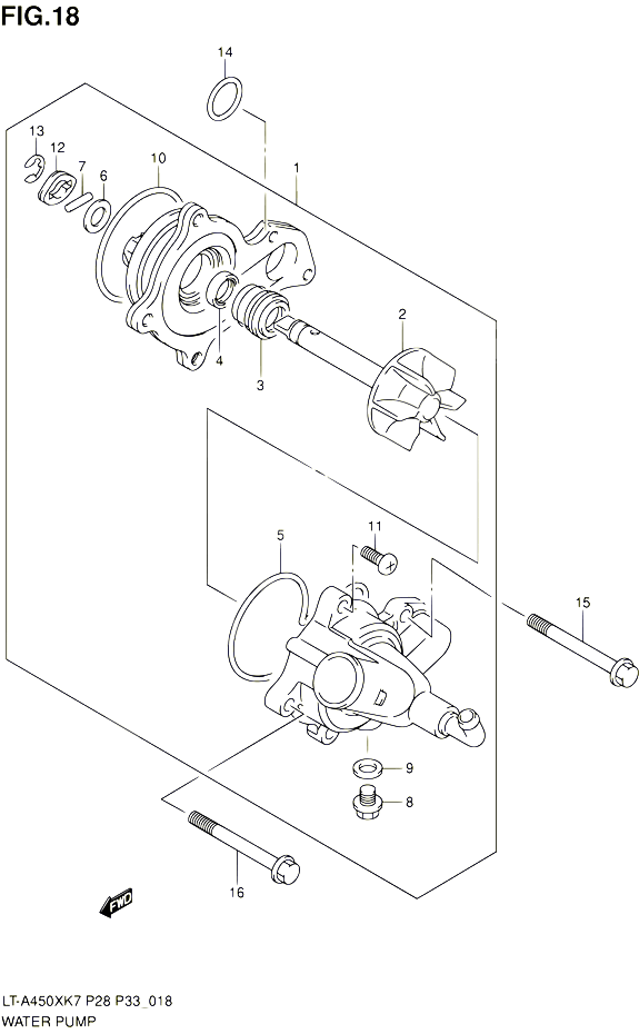 POMPE A EAU POUR SUZUKI KINGQUAD 450 2010 POUR SUZUKI KINGQUADLT A450X L0 