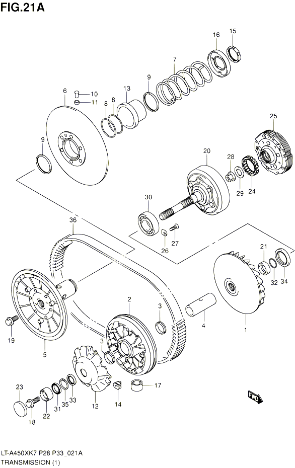 TRANSMISSION 1 POUR SUZUKI KINGQUAD 450 2010 POUR SUZUKI KINGQUADLT A450X L0 