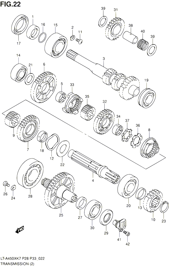 TRANSMISSION 2 POUR SUZUKI KINGQUAD 450 2010 POUR SUZUKI KINGQUADLT A450X L0 