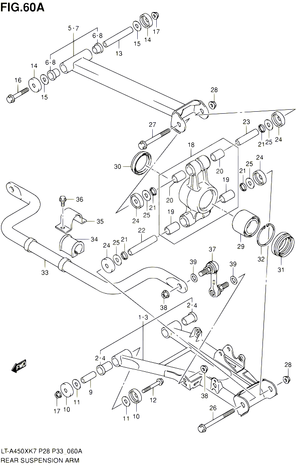 BRAS SUSPENSION ARRIERE MODEL K8  K9  L0 POUR SUZUKI KINGQUAD 450 2010 POUR SUZUKI KINGQUADLT A450X L0 