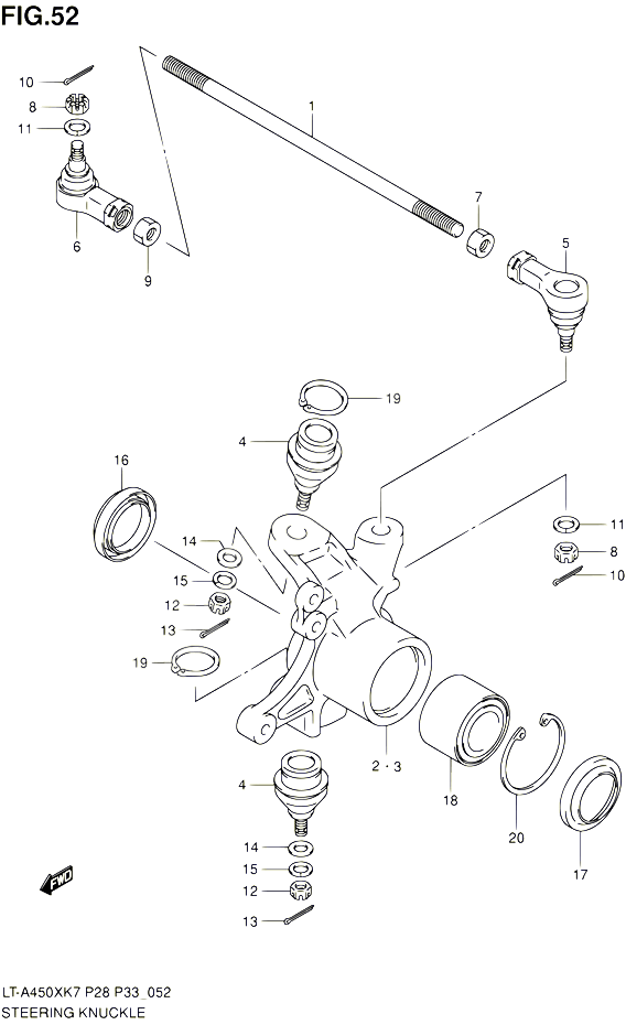 BIELLETTE DE DIRECTION MOYEU POUR SUZUKI KINGQUAD 450 2010 POUR SUZUKI KINGQUADLT A450X L0 