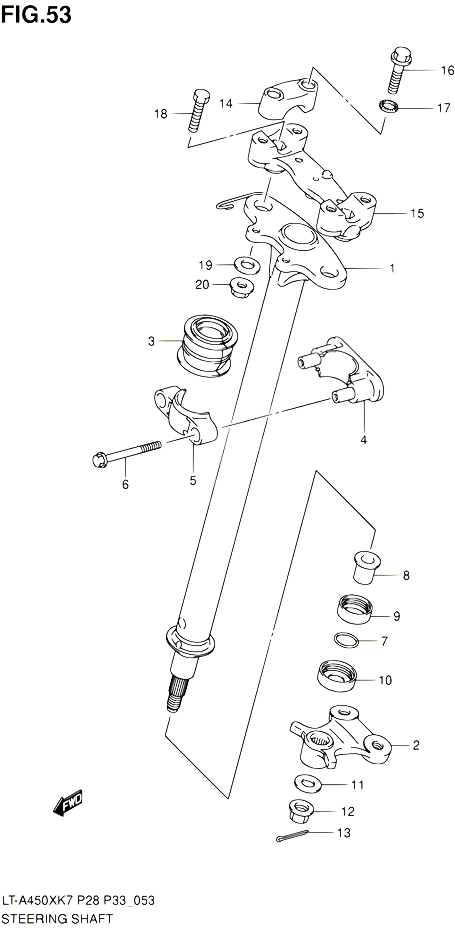 COLONNE DE DIRECTION POUR SUZUKI KINGQUAD 450 2010 POUR SUZUKI KINGQUADLT A450X L0 