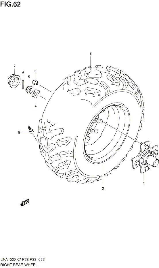 ROUE ARRIERE DROITE POUR SUZUKI KINGQUAD 450 2010 POUR SUZUKI KINGQUADLT A450X L0 