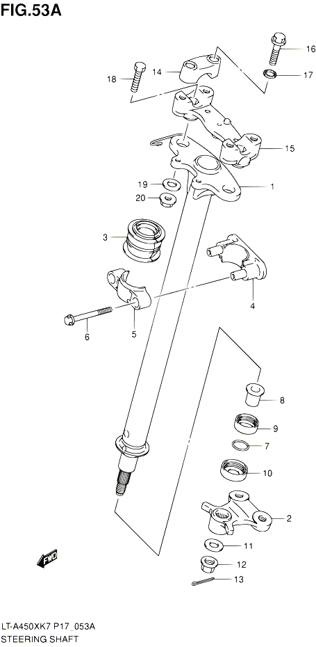 COLONNE DE DIRECTION LT A450XL0 POUR SUZUKI KINGQUAD 450 2010 POUR SUZUKI KINGQUADLT A450X L0 