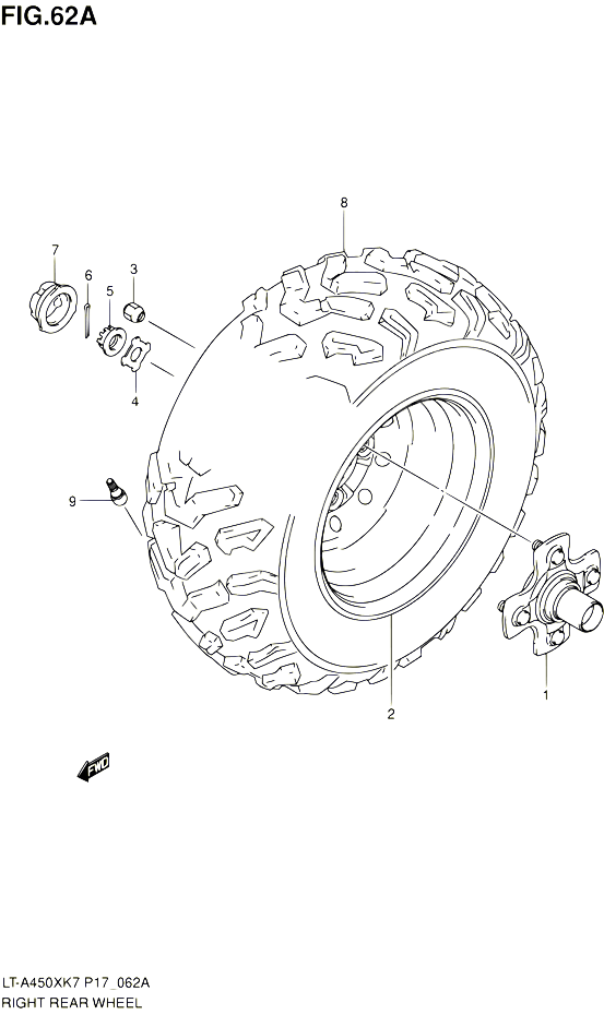 ROUE ARRIERE DROITE LT A450XZK8  XZK9 POUR SUZUKI KINGQUAD 450 2010 POUR SUZUKI KINGQUADLT A450X L0 