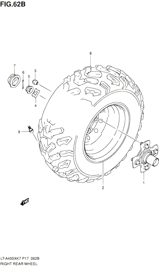 ROUE ARRIERE DROITE LT A450XK9  XL0 POUR SUZUKI KINGQUAD 450 2010 POUR SUZUKI KINGQUADLT A450X L0 