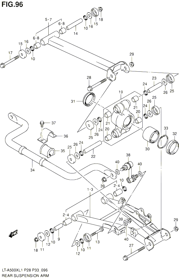 BRAS SUSPENSION ARRIERE POUR SUZUKI KINGQUAD 500 2011 POUR SUZUKI KINGQUADLT A500X L1  LT A500XZ L1 