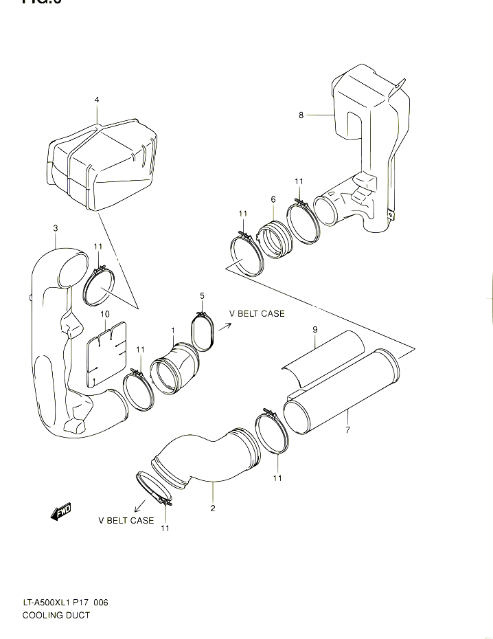 CONDUIT DADMISSION CARTER COURROIE POUR SUZUKI KINGQUAD 500 2011 POUR SUZUKI KINGQUADLT A500X L1 