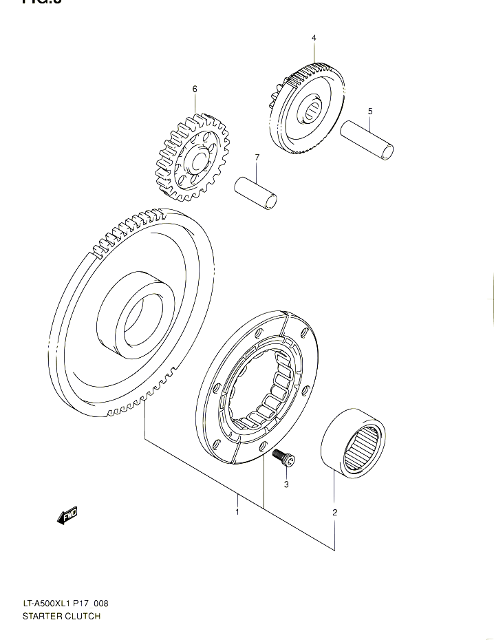 ROUE LIBRE DE DEMARREUR POUR SUZUKI KINGQUAD 500 2011 POUR SUZUKI KINGQUADLT A500X L1 