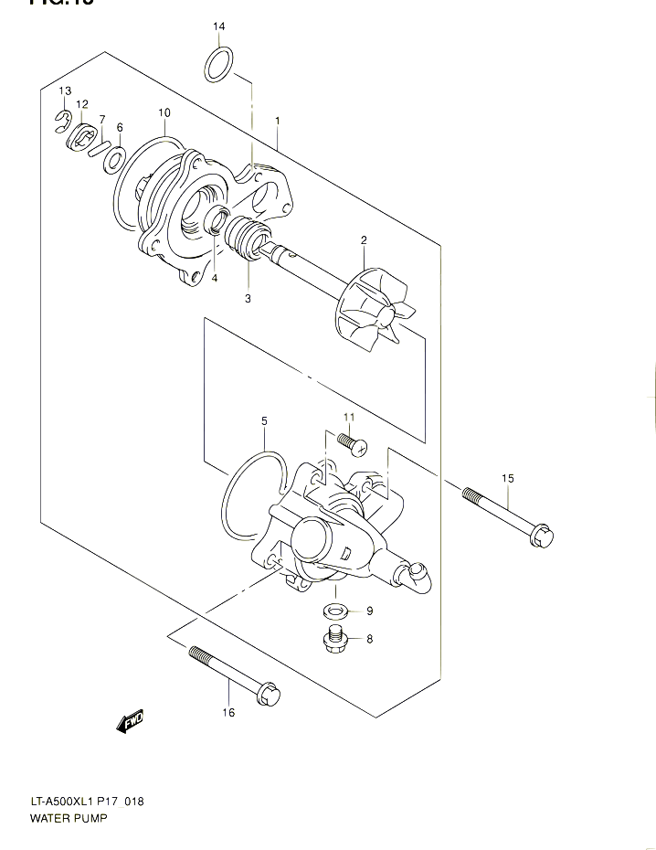 POMPE A EAU POUR SUZUKI KINGQUAD 500 2011 POUR SUZUKI KINGQUADLT A500X L1 