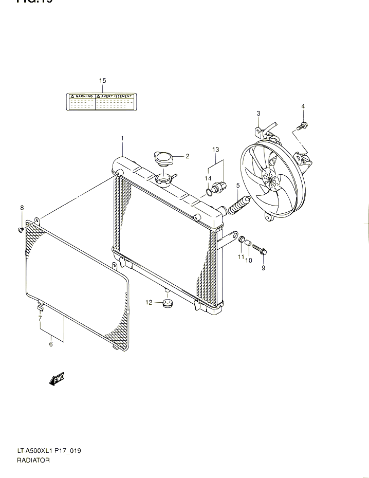 RADIATEUR LT A500XL1 P17 POUR SUZUKI KINGQUAD 500 2011 POUR SUZUKI KINGQUADLT A500X L1 