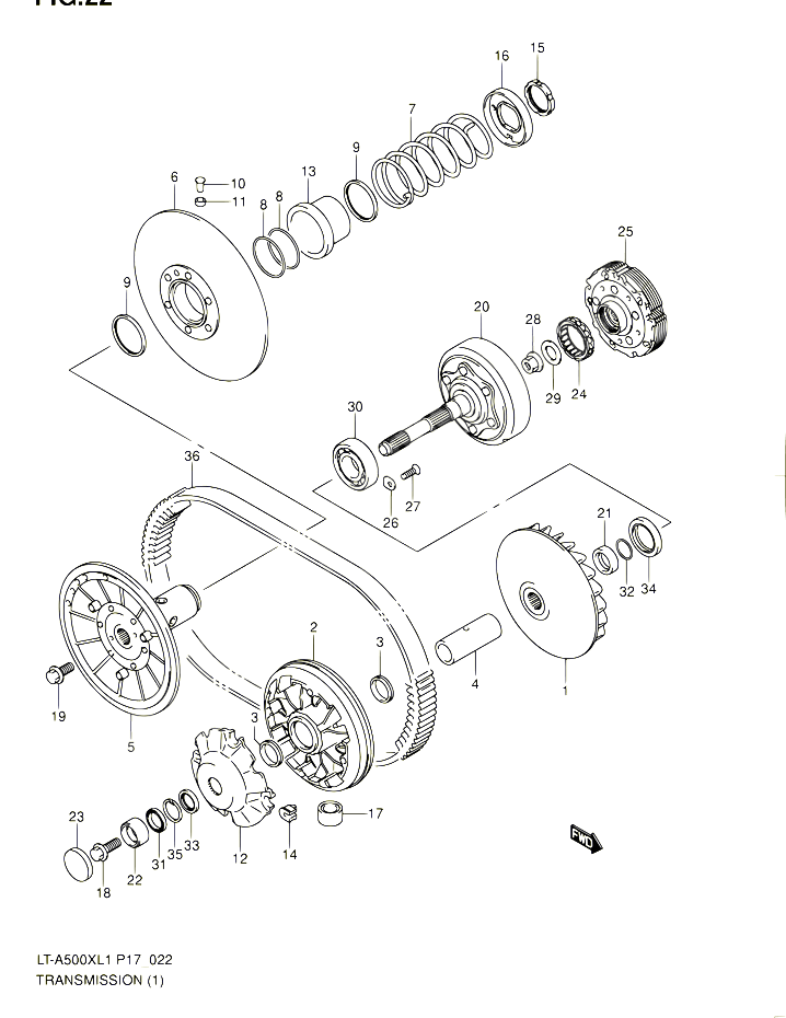 TRANSMISSION 1 POUR SUZUKI KINGQUAD 500 2011 POUR SUZUKI KINGQUADLT A500X L1 