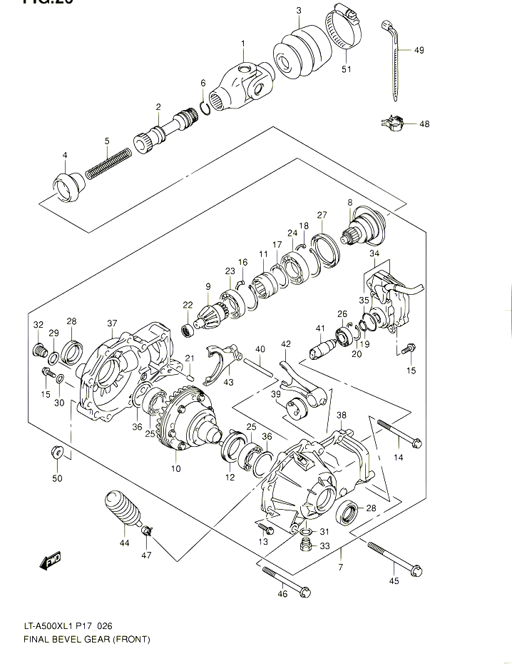 CARDAN COUPLE CONIQUE AVANT POUR SUZUKI KINGQUAD 500 2011 POUR SUZUKI KINGQUADLT A500X L1 